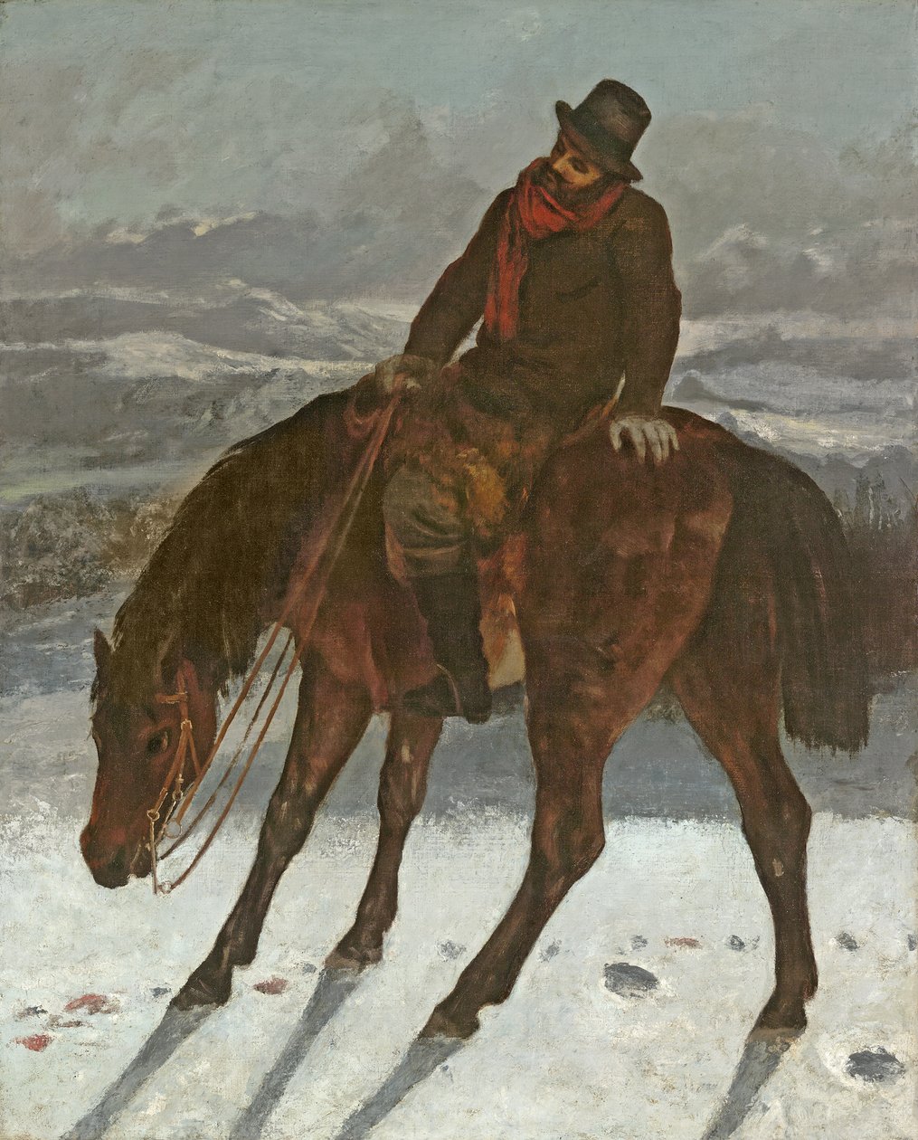 Hunter on Horseback, noin 1864 tekijältä Gustave Courbet
