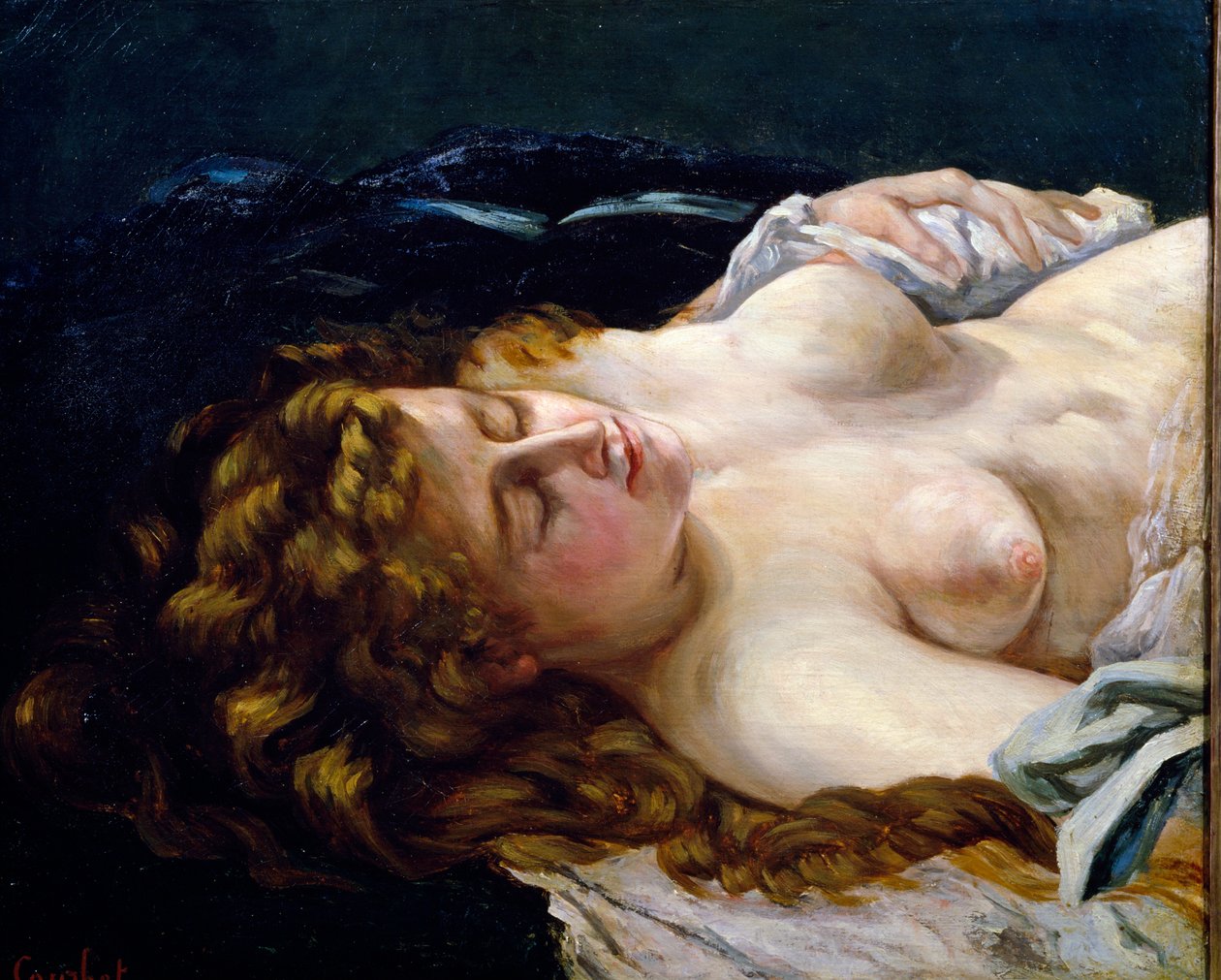 "Nukkuva nuori punapää" Gustave Courbetin (1819-1877) maalaus tekijältä Gustave Courbet