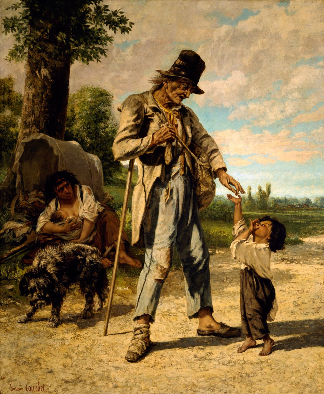 Kerjäläisen almu (öljy kankaalle) tekijältä Gustave Courbet