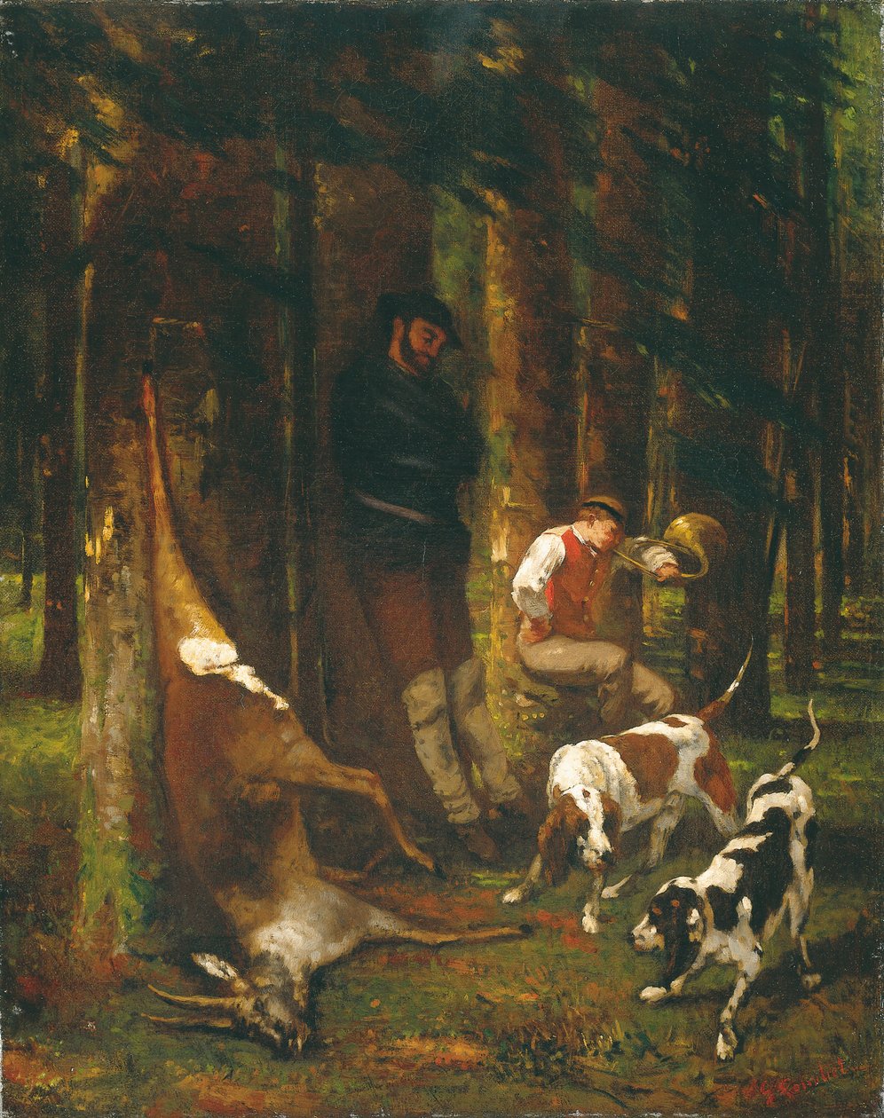 L "Hallali tai La Curee, 1858-62 tekijältä Gustave Courbet