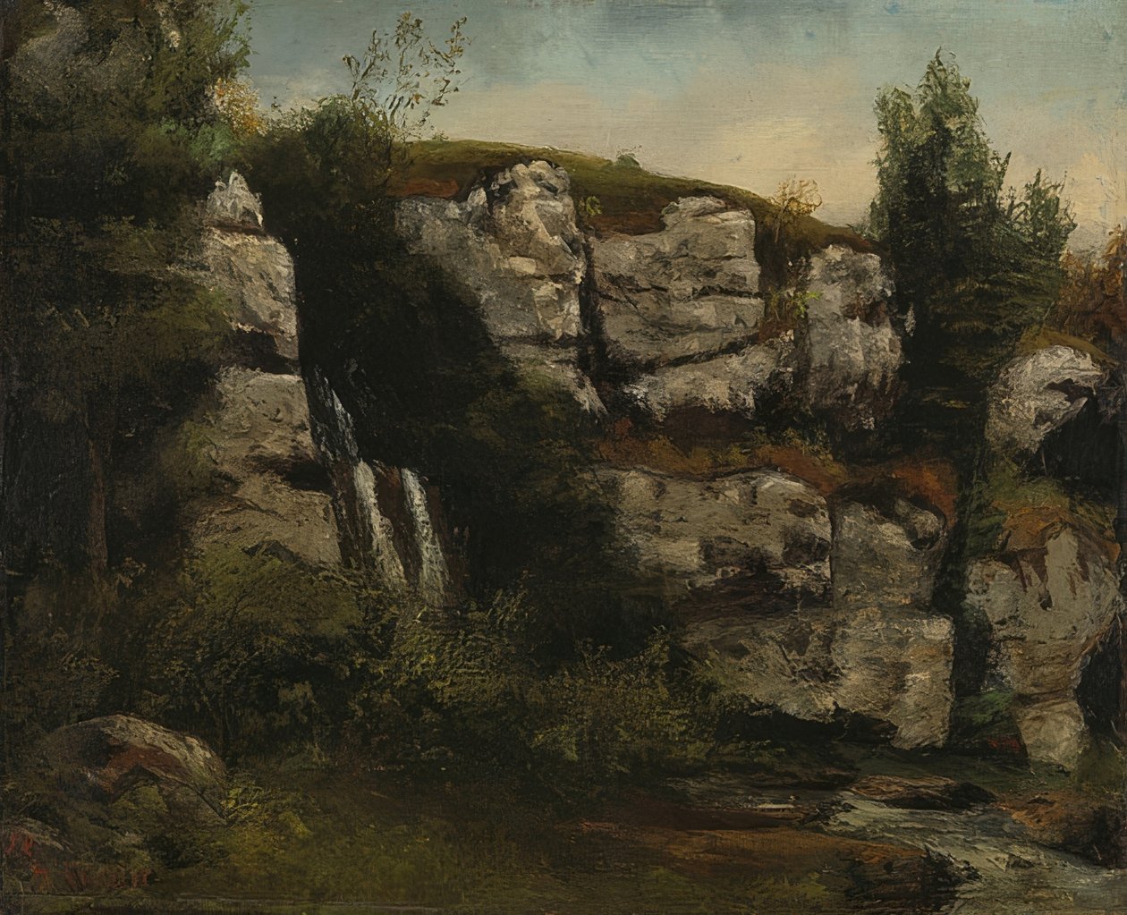 Maisema kivillä ja vesiputouksella. 1872 tekijältä Gustave Courbet
