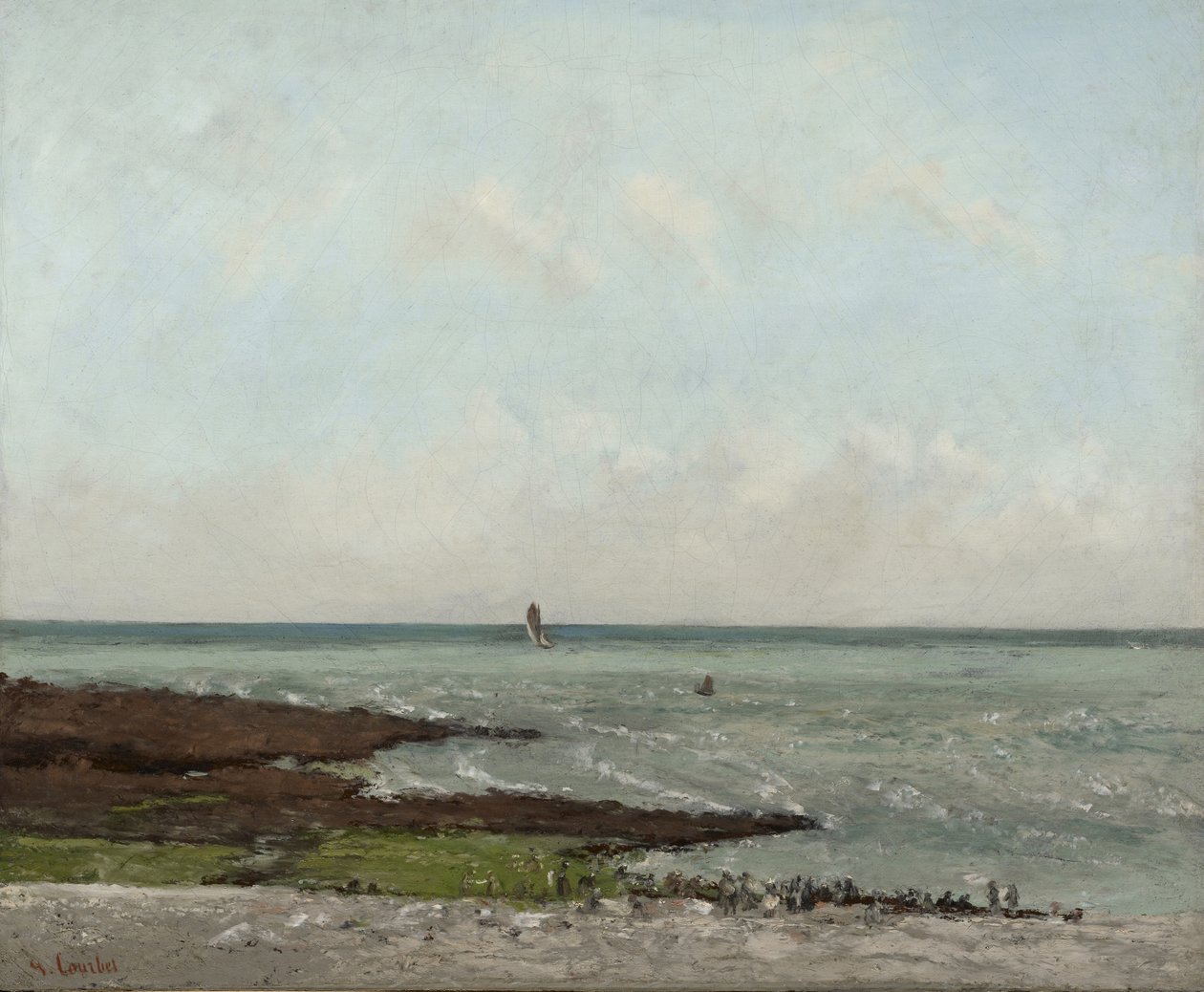 Pesumiehet Low Tidessa, Étretatissa, 1866 tai 1869 tekijältä Gustave Courbet