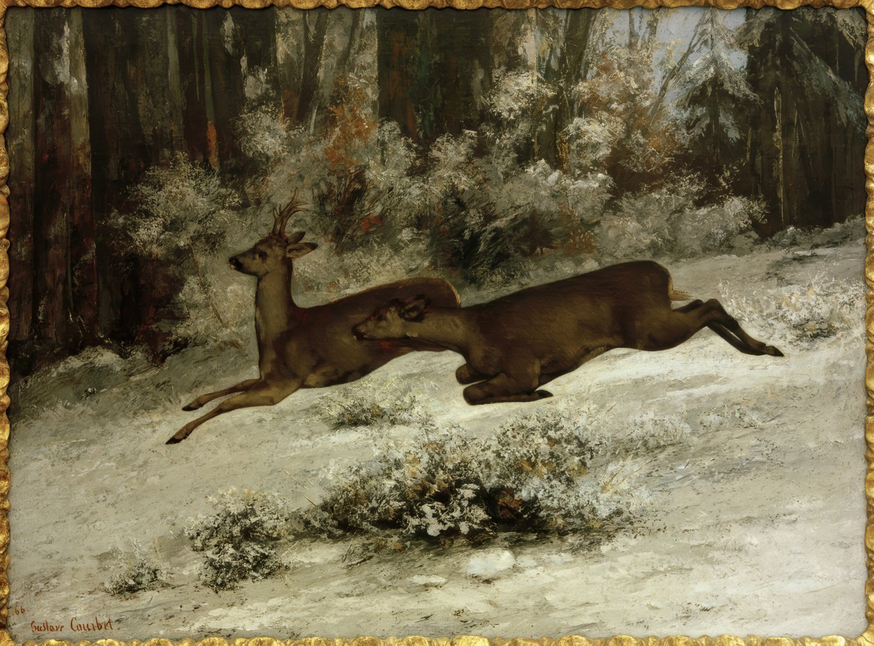 Le Change, hirvenmetsästysjakso Franche-Comtéssa tekijältä Gustave Courbet