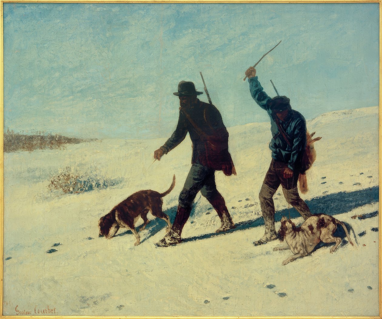 Salametsästäjät lumessa tekijältä Gustave Courbet