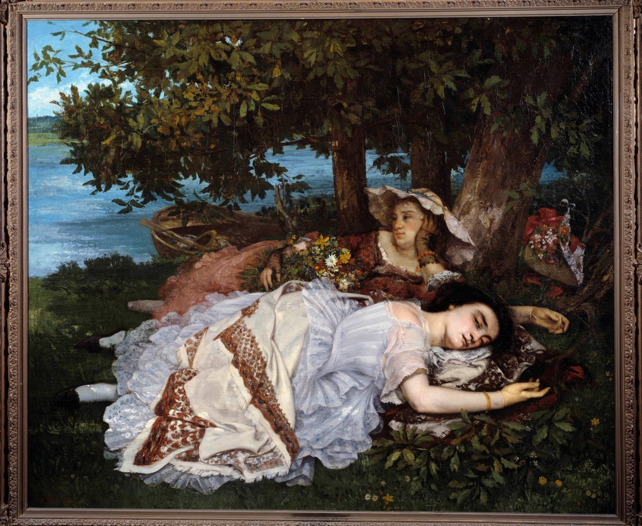 Gustave Courbetin (1819-1877) maalaus Seinen rantojen tyttöjä tekijältä Gustave Courbet