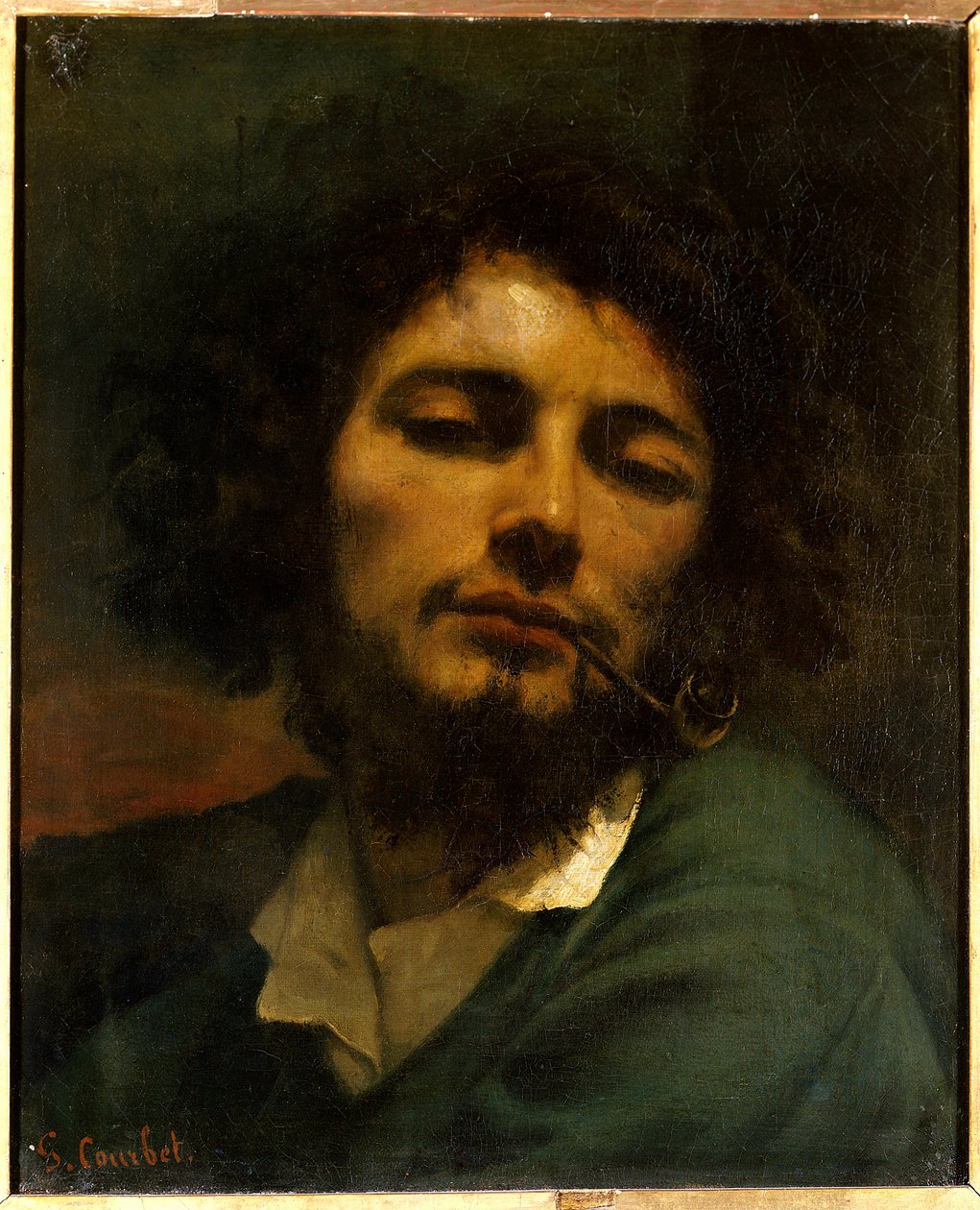Miehellä on piippu (h s/t 0,45 x 0,37), Gustave Courbetin maalaus vuodelta 1849 (1819-1877) Montpellier. Fabren museo. tekijältä Gustave Courbet