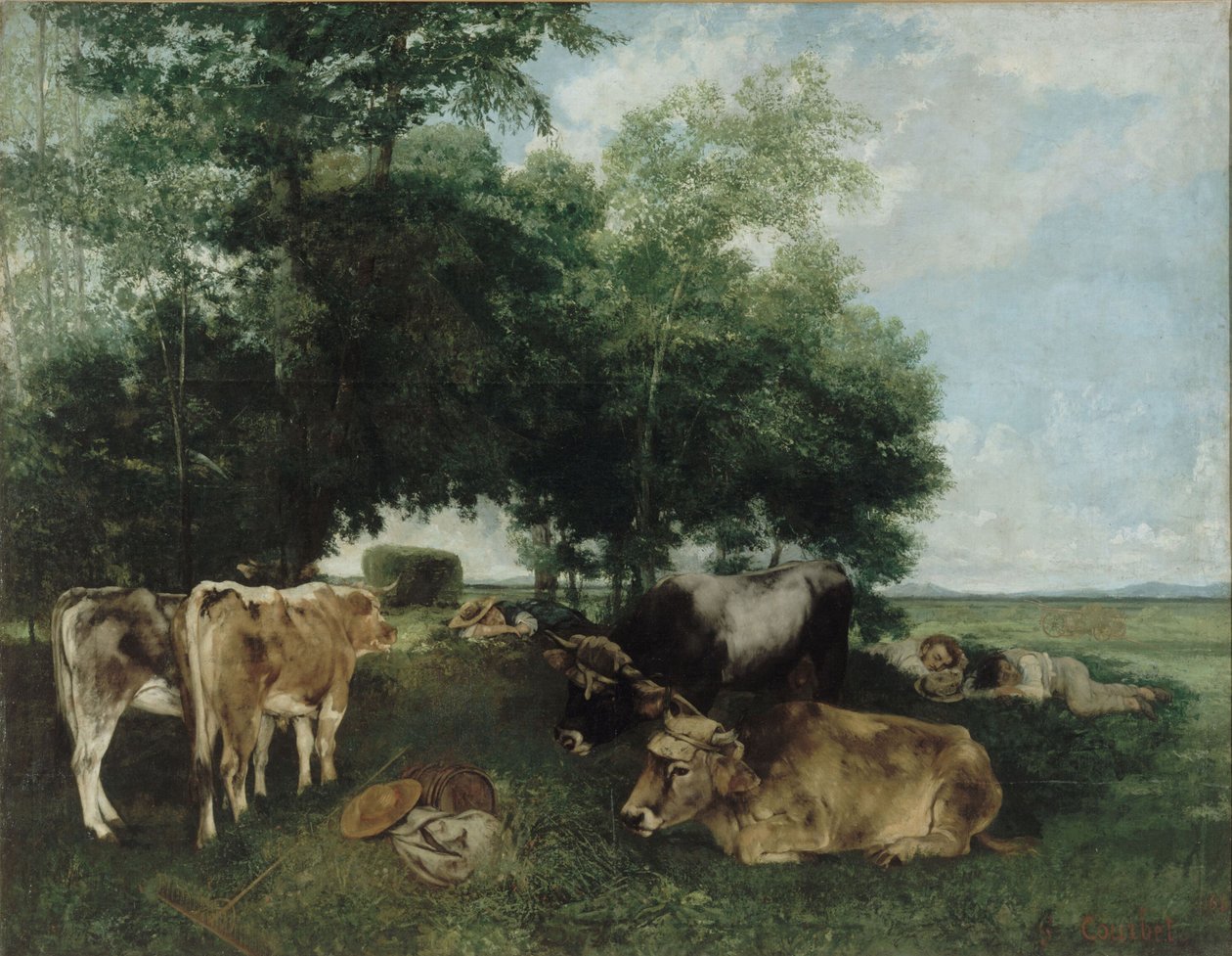 Päiväunet Haying-kauden aikana, Doubs Mountains tekijältä Gustave Courbet