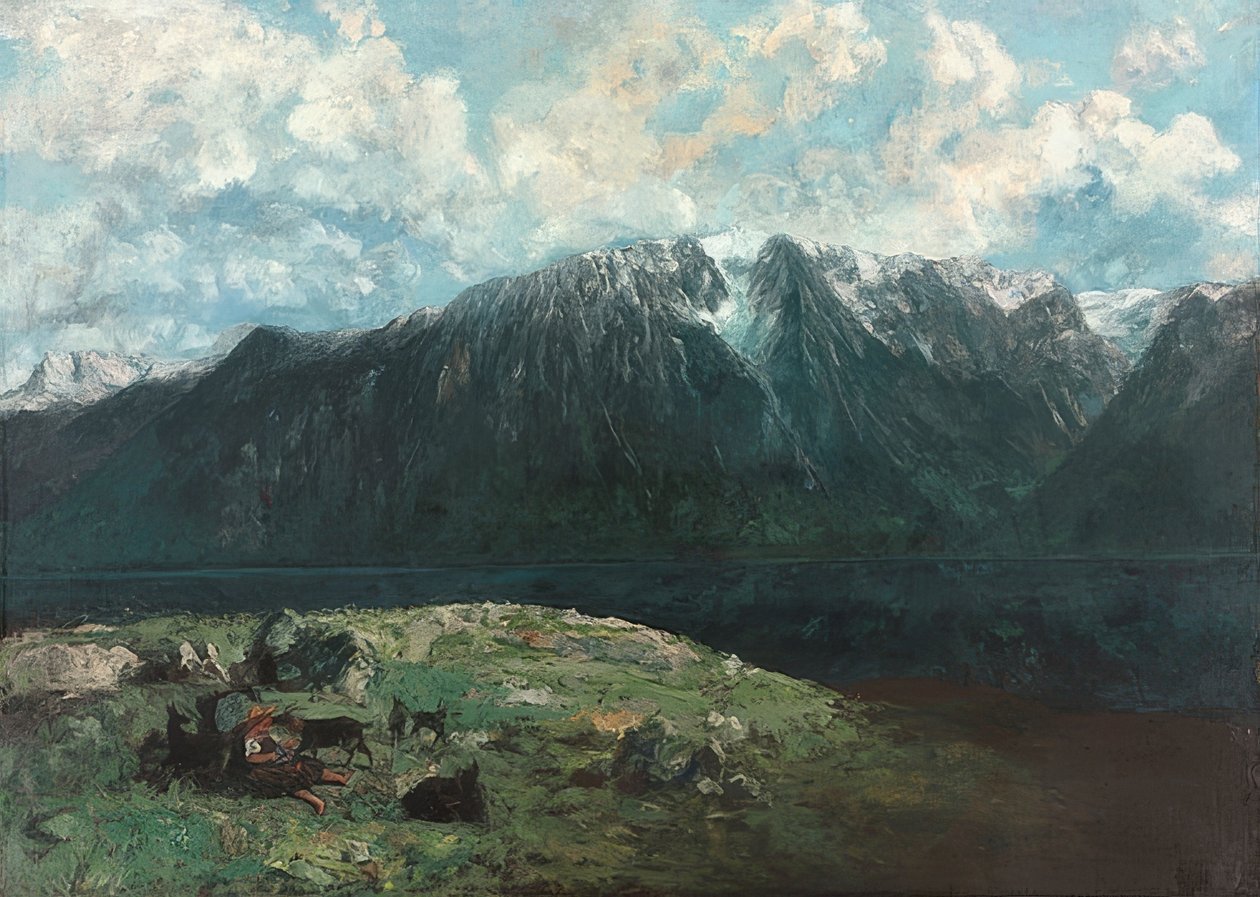 Panoraamanäkymä Alpeille, Les Dents du Midi. 1877 tekijältä Gustave Courbet