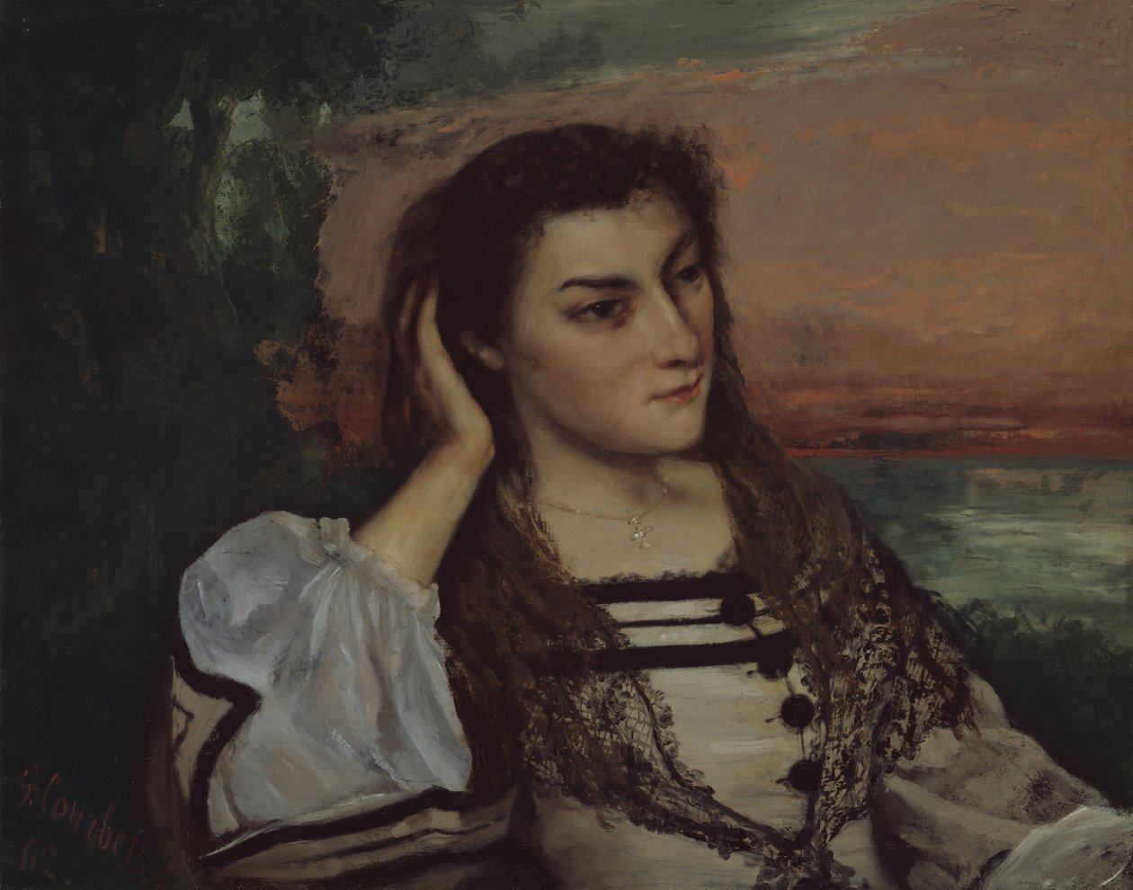 Gabrielle Borreaun haaveilumuotokuva, 1862. tekijältä Gustave Courbet
