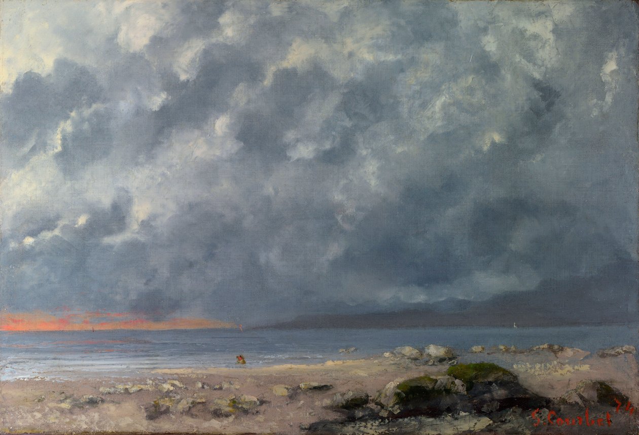 ""Scene de plage"" (rantakohtaus) Peinture de Gustave Courbet (1819-1877) - 1874 - Öljy kankaalle Koko 38x55,5 cm National Gallery, London tekijältä Gustave Courbet