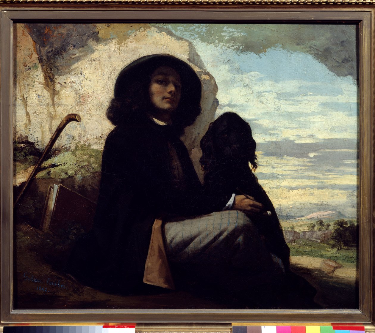 Gustave Courbetin (1819-1877) omakuva koiransa kanssa 1842 tekijältä Gustave Courbet