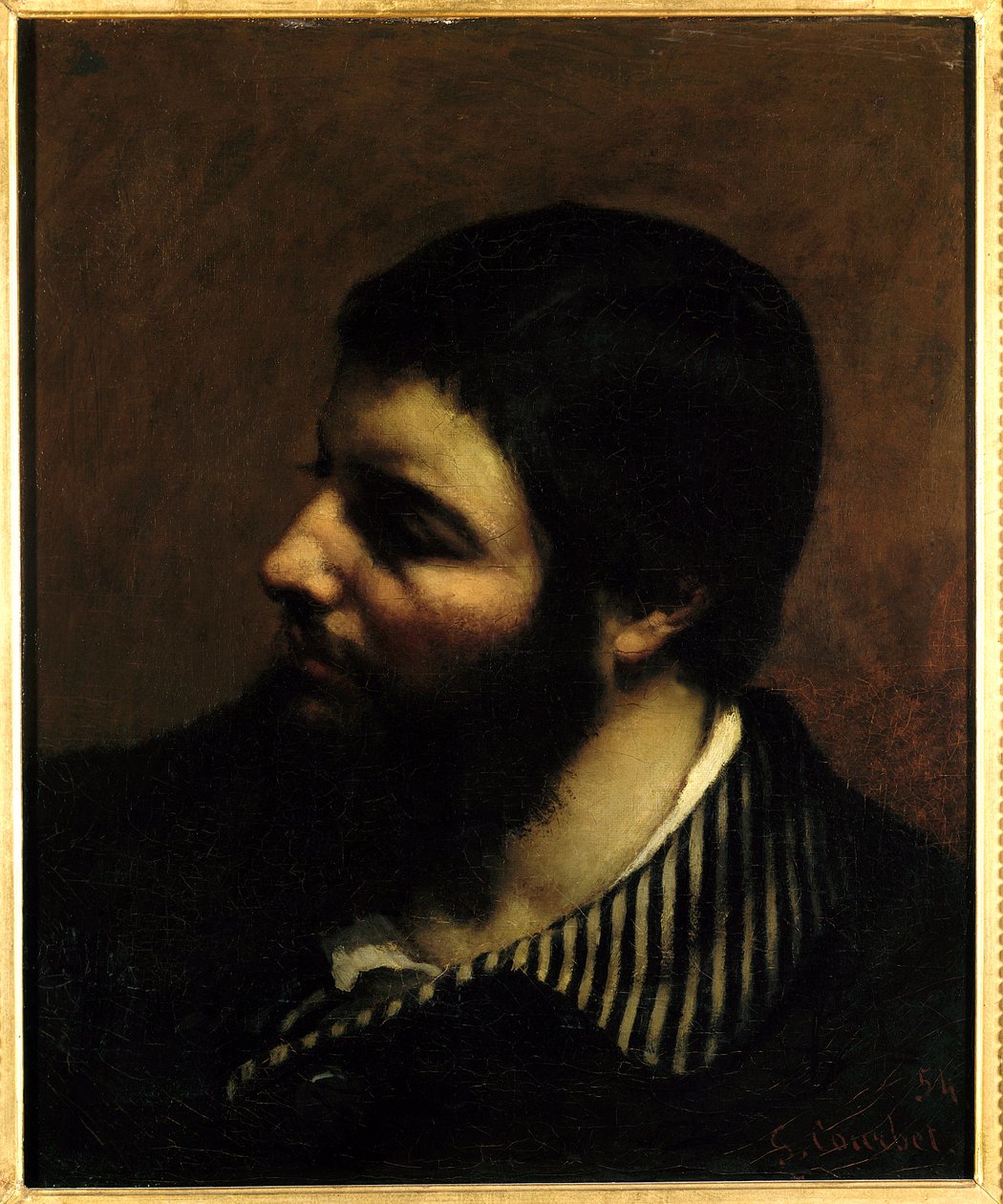 Gustave Courbetin (1819-1877) omakuva ja raidallinen kaulusmaalaus 1800-luvun Montpellier, Musee Fabre. tekijältä Gustave Courbet