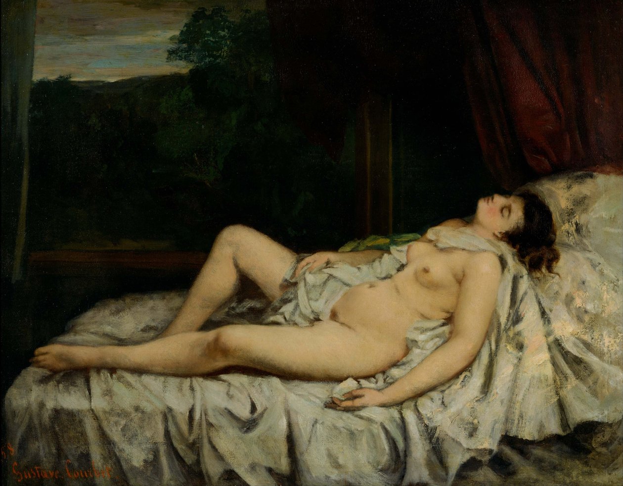 Nukkuva alaston tekijältä Gustave Courbet