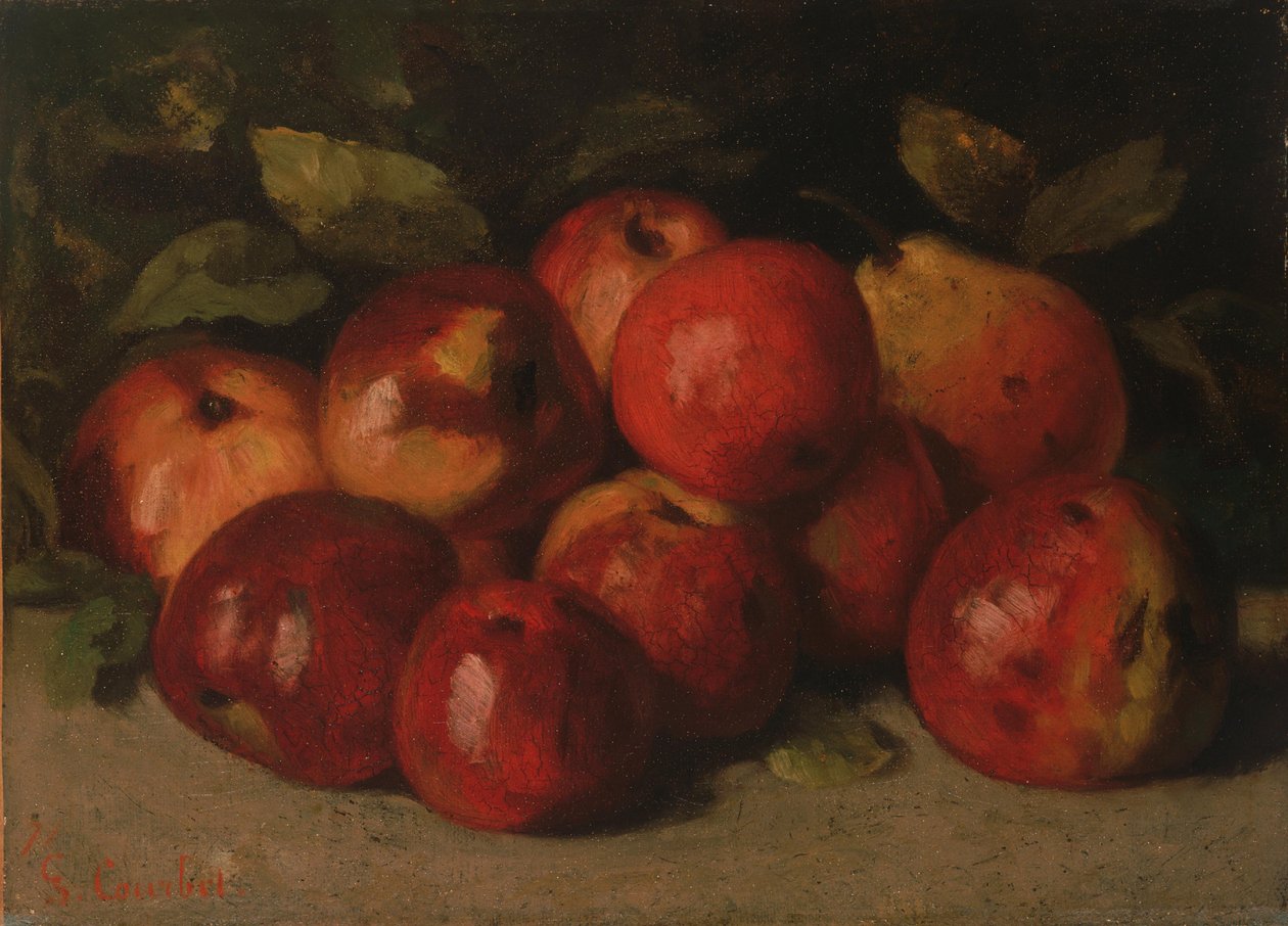 Asetelma omenoiden ja päärynän kanssa tekijältä Gustave Courbet