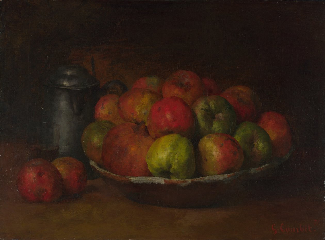 Asetelma omenoiden ja granaattiomenan kanssa, 1871-1872 tekijältä Gustave Courbet