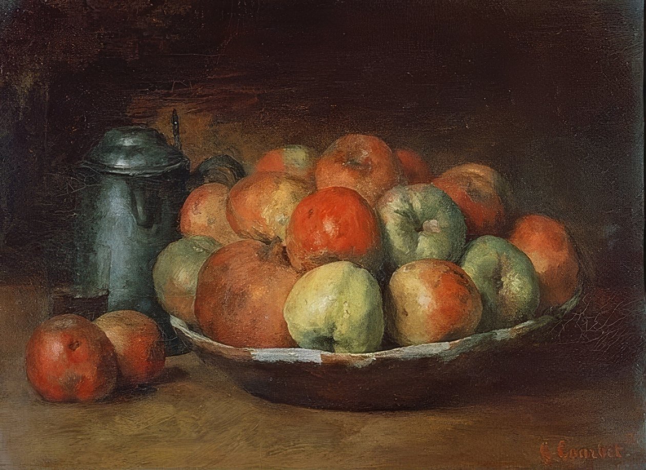Asetelma omenoiden ja granaattiomenan kanssa. 1871-72 tekijältä Gustave Courbet