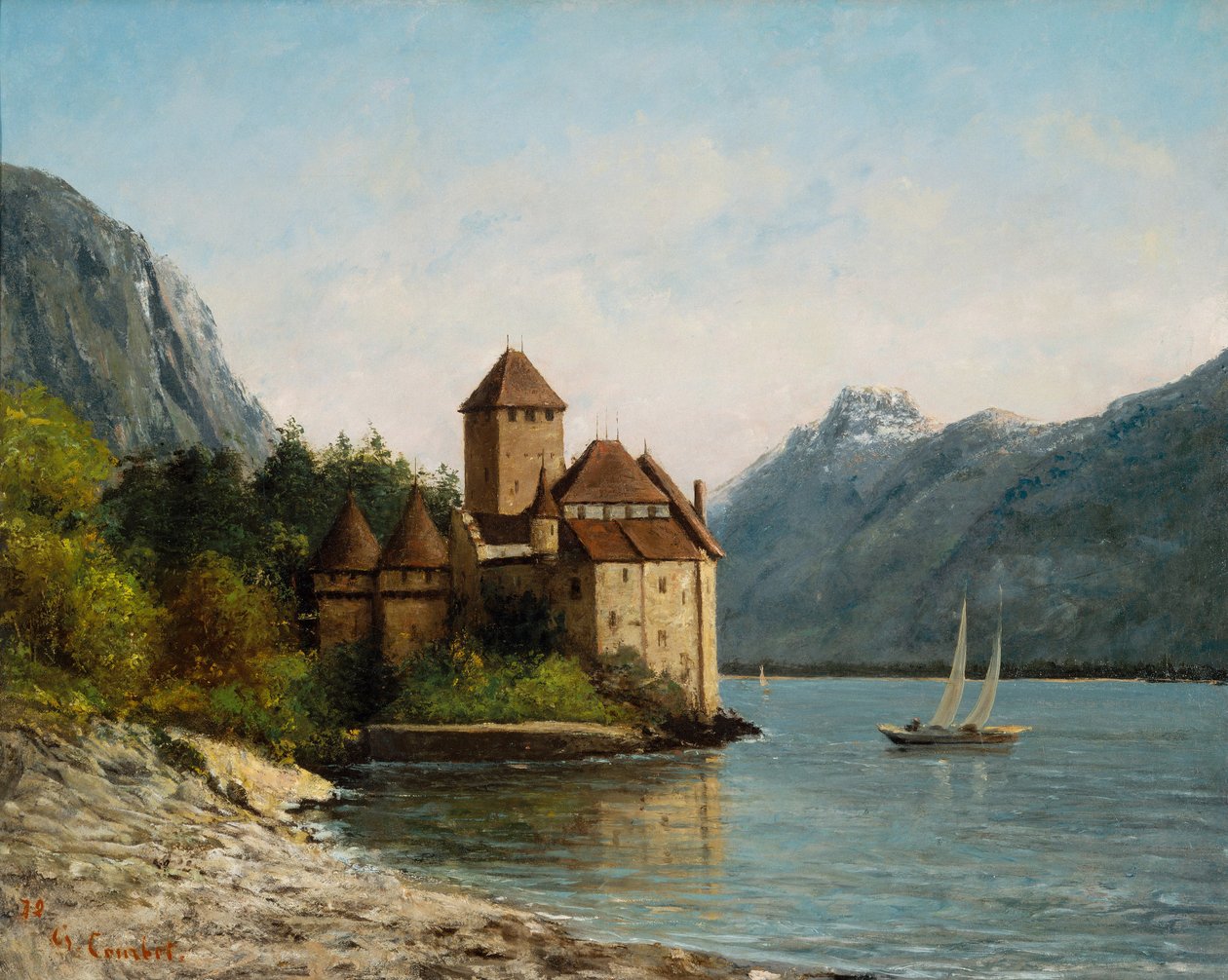 Chillonin linna, ilta, n. 1872 tekijältä Gustave Courbet