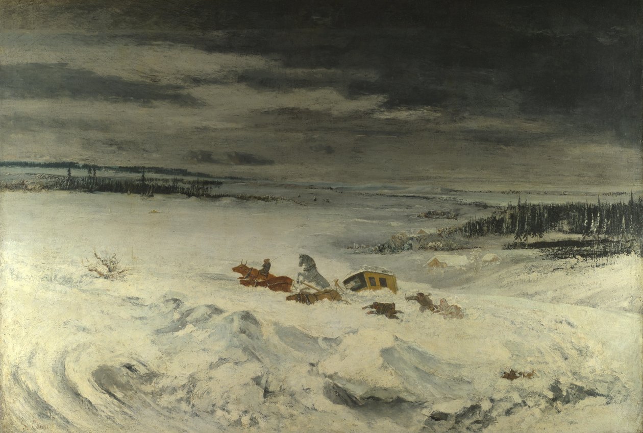 Diligence in the Snow, 1860 tekijältä Gustave Courbet