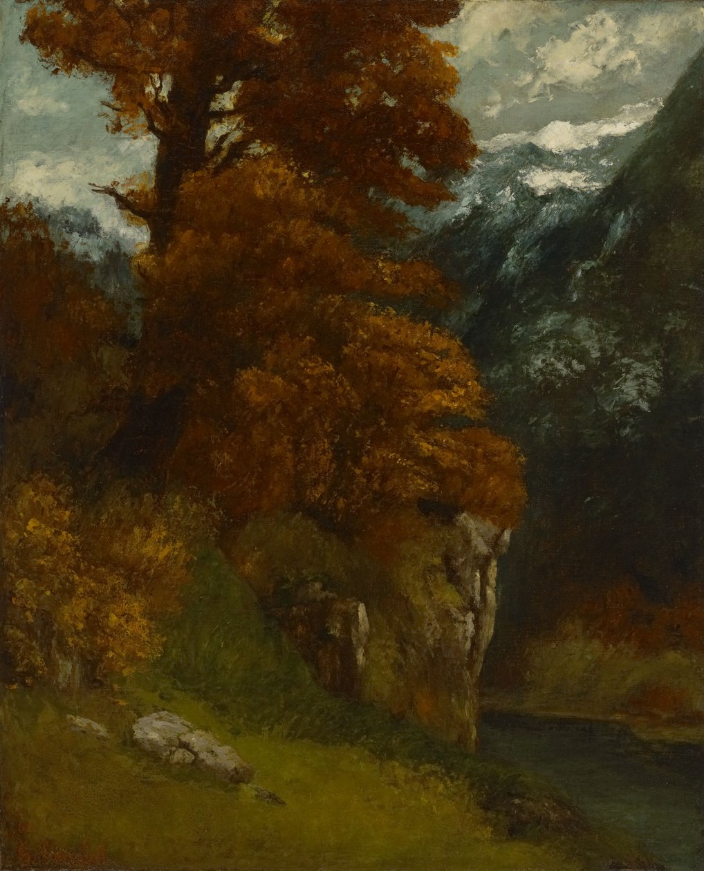 The Glen at Ornans (Doubs-joen rannalla; syksyn tunnelmaa) tekijältä Gustave Courbet