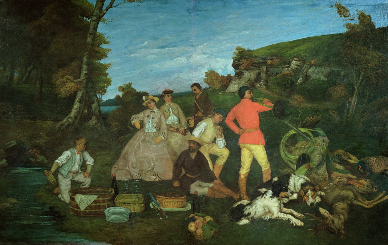 Metsästäjän piknik tekijältä Gustave Courbet