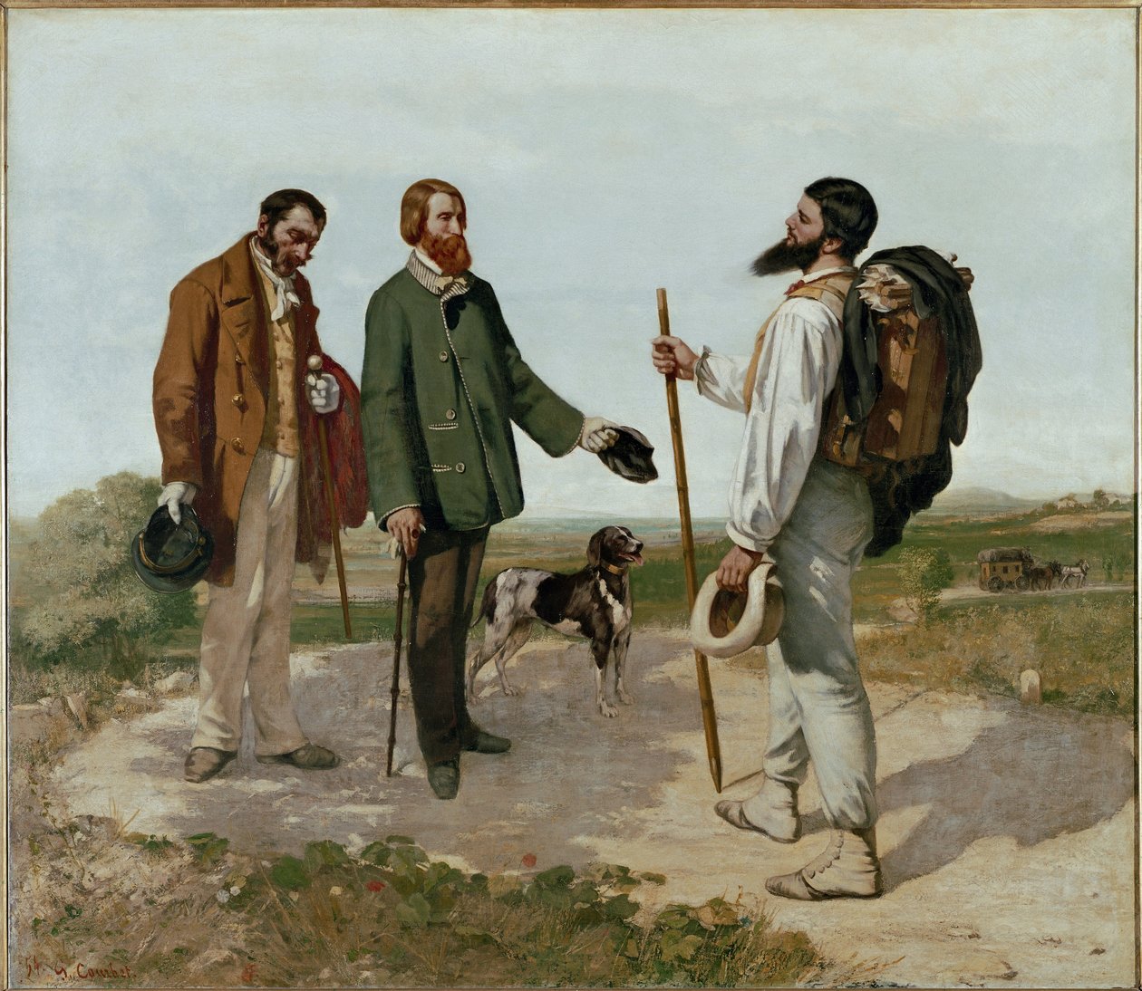 Kokous tai Hyvää huomenta monsieur Courbet (öljy kankaalle tekijältä Gustave Courbet