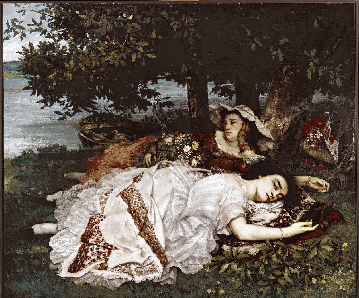 Seinen rantojen naiset (öljy kankaalle tekijältä Gustave Courbet