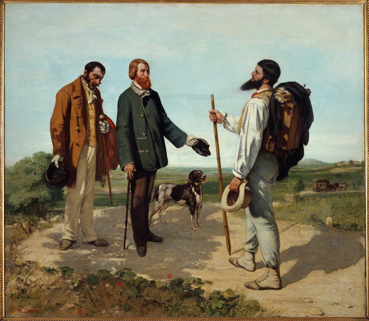 Kokous tai "Hei herra Courbet". Alfred Bruyasin ja Gustave Courbetin tapaaminen. Gustave Courbetin (1819-1877) maalaus tekijältä Gustave Courbet
