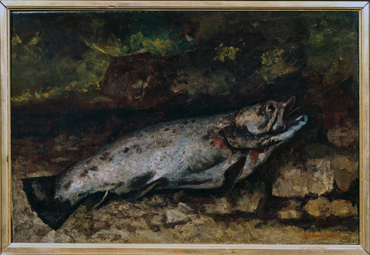 Kalojen taimen asetelma. Gustave Courbetin (1819-1877) maalaus tekijältä Gustave Courbet