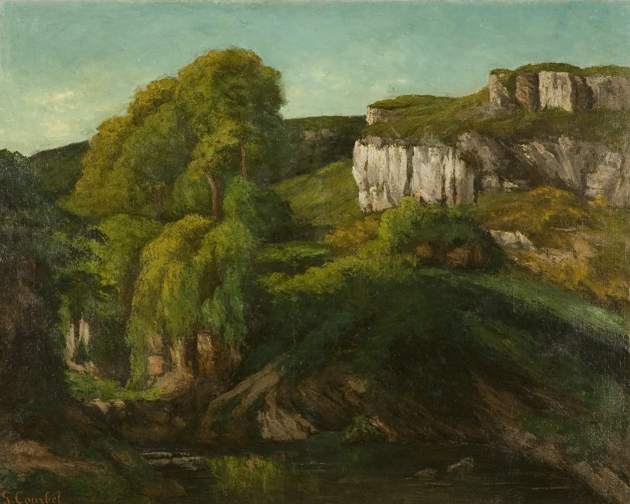 Valley of the Loue, lähellä Ornansia, n. 1860 (öljy kankaalle) tekijältä Gustave Courbet