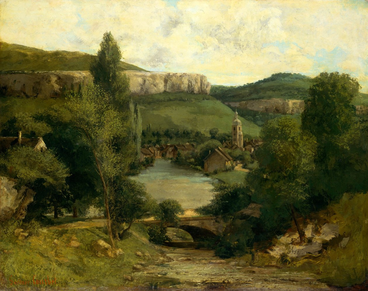 Näkymä Ornansiin, luultavasti 1850-luvun puolivälissä. tekijältä Gustave Courbet