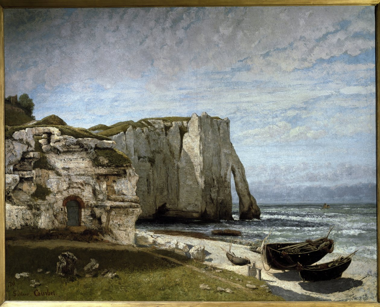 Näkymä Etretatin kallioille myrskyn jälkeen, Normandia tekijältä Gustave Courbet
