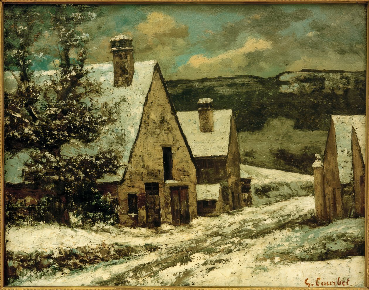 Village sous la neige tekijältä Gustave Courbet