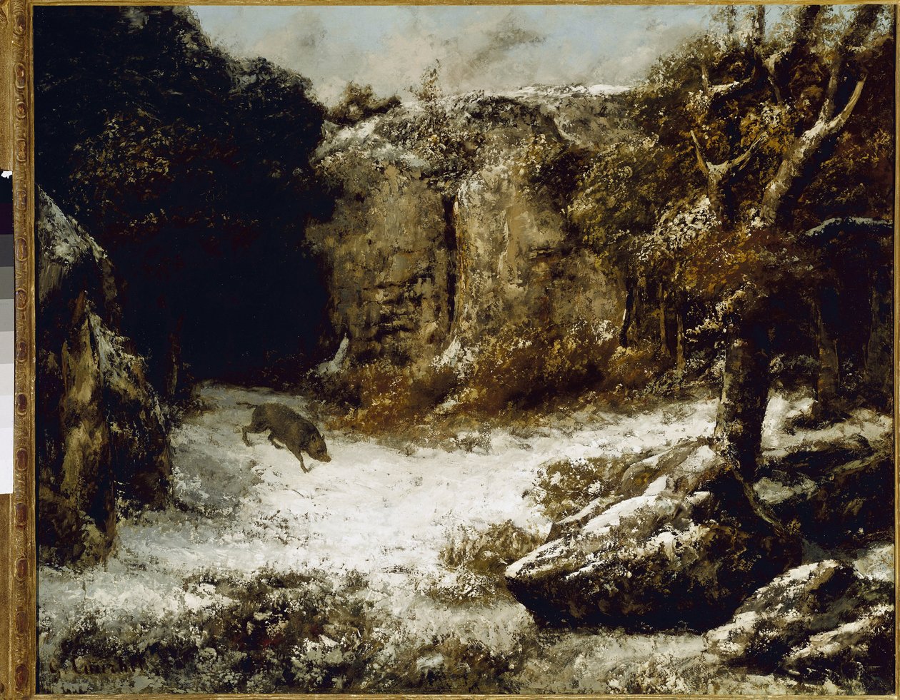 Talvimaisema villisian kanssa Gustave Courbetin maalaus tekijältä Gustave Courbet