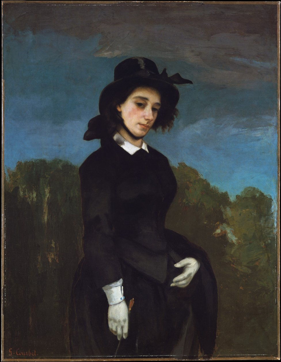 Nainen ratsastuspuvussa (amatsoni) tekijältä Gustave Courbet