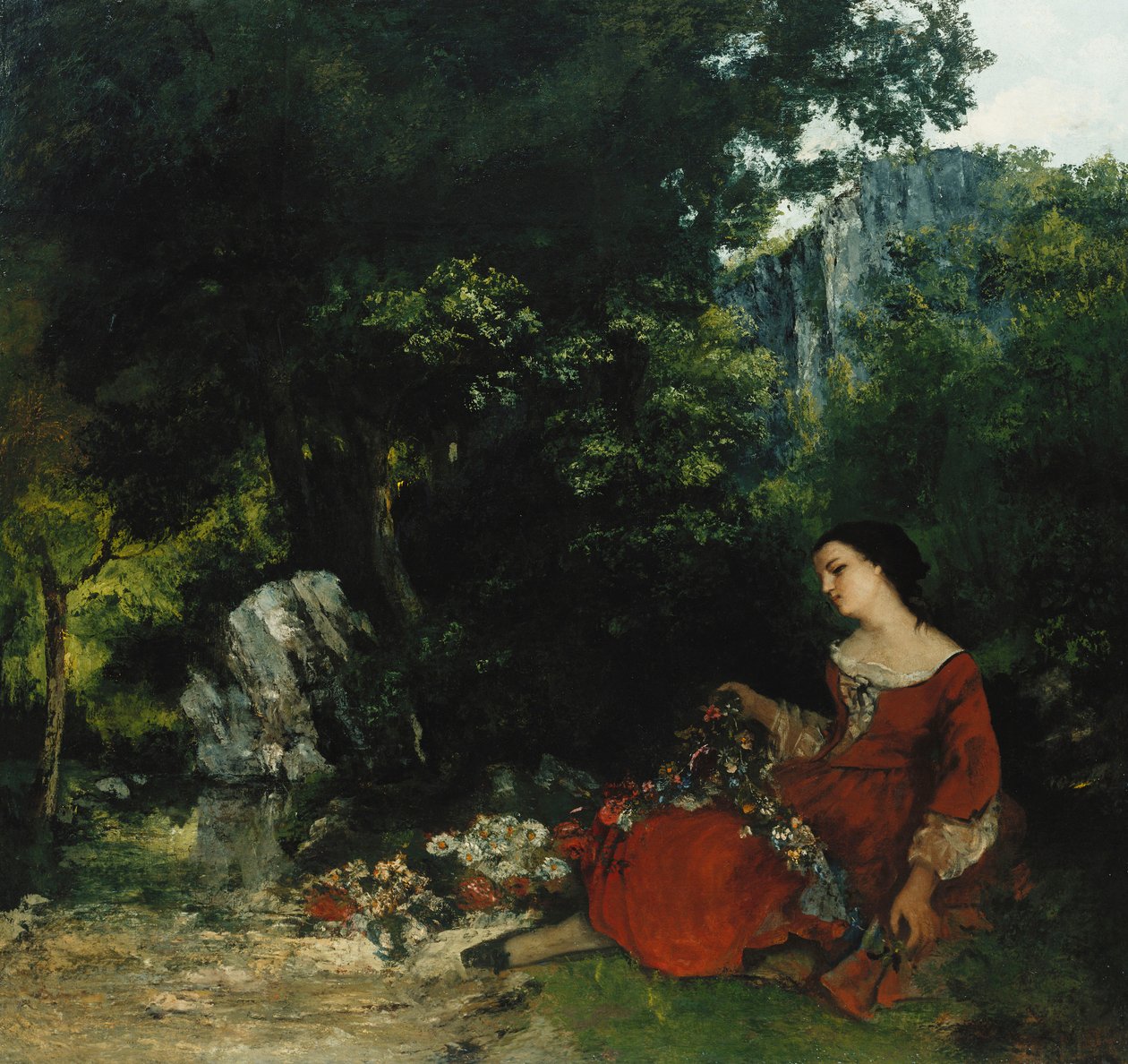 Nainen Garlandin kanssa; Femme a la Guirlande, 1856 tekijältä Gustave Courbet