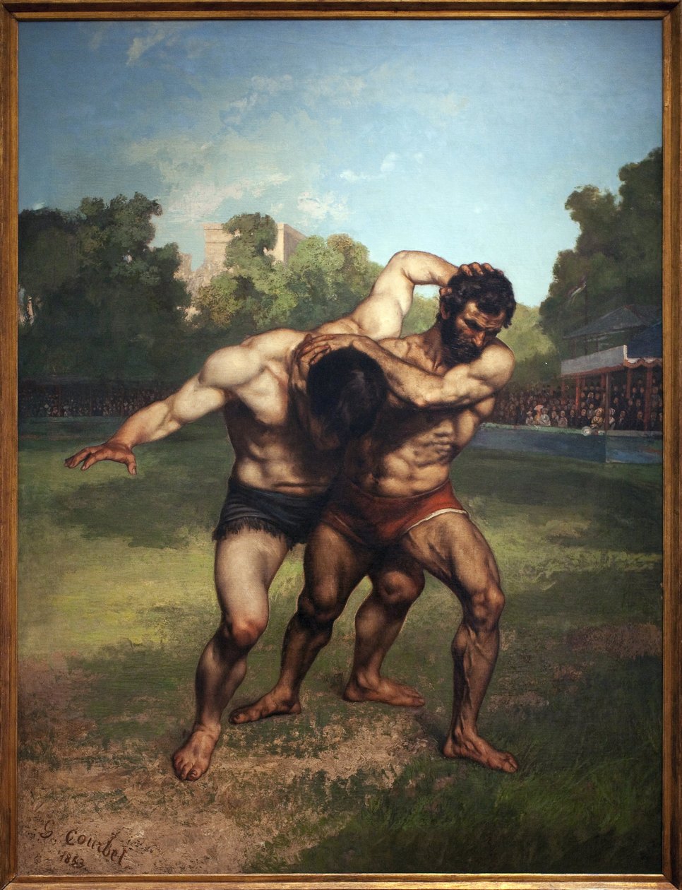Painijat. Gustave Courbetin (1819-1877) maalaus Öljy kankaalle tekijältä Gustave Courbet