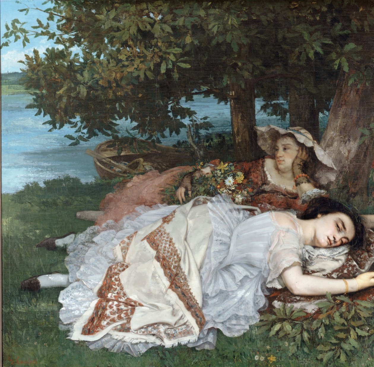 Nuoret naiset Seinen rannalla tekijältä Gustave Courbet