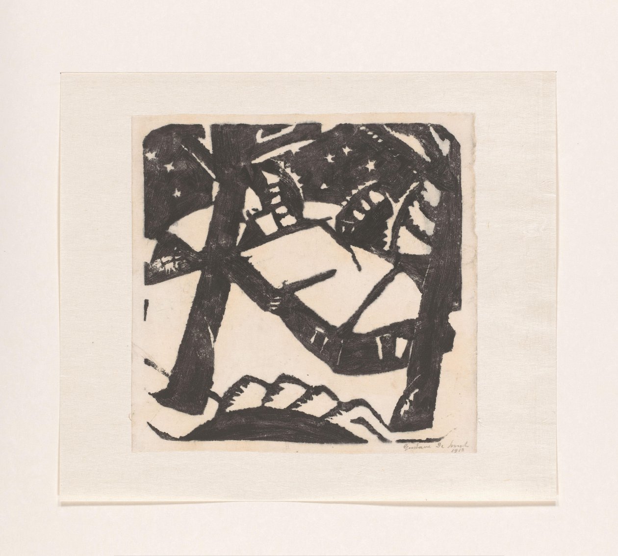 Puut ja lumiset katot tekijältä Gustave De Smet (signed by artist)