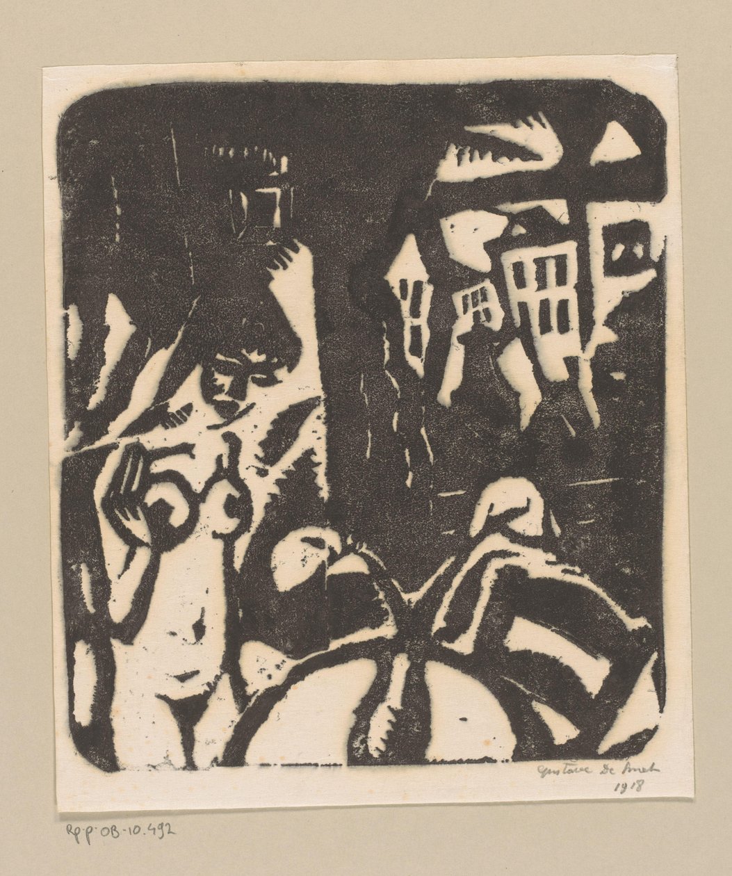 Sisustus alaston naisella ja ikkunalla tekijältä Gustave De Smet (signed by artist)