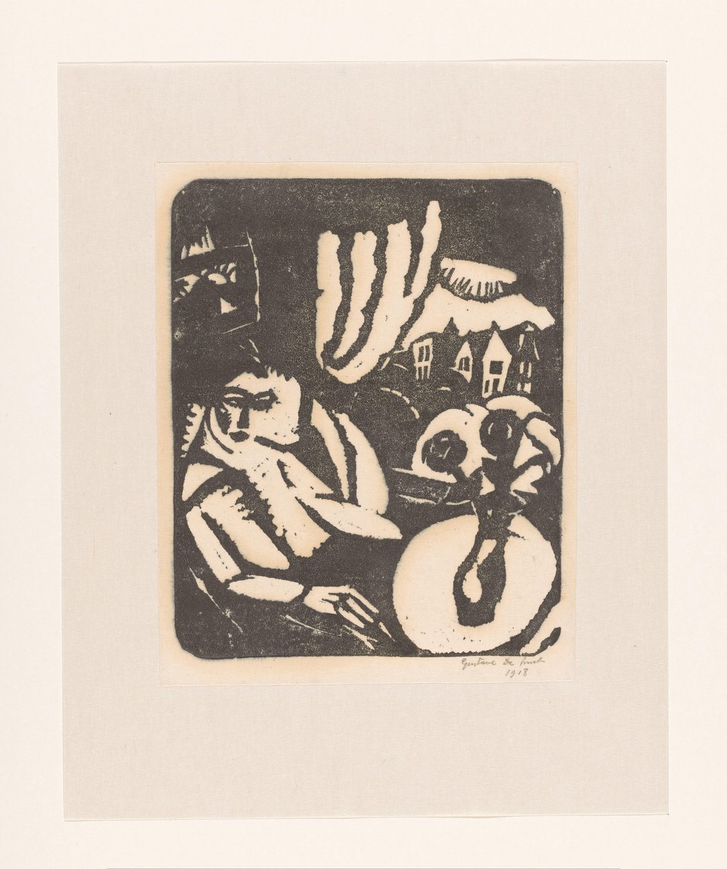 Nainen istuu ikkunan vieressä tekijältä Gustave De Smet (signed by artist)
