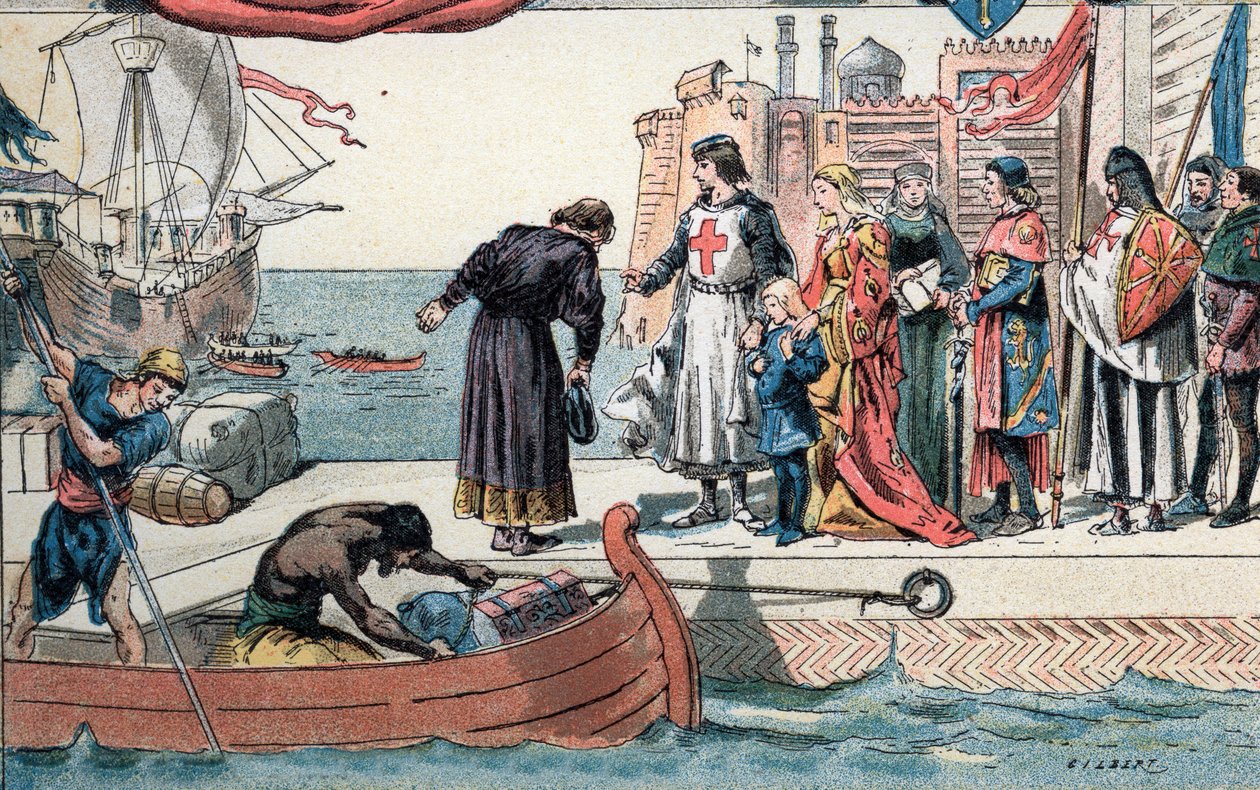 Seitsemäs ristiretki: Ranskan kuningas Ludvig IX jätti Acren Pyhän Johanneksen Israeliin tekijältä Gustave Demoulin