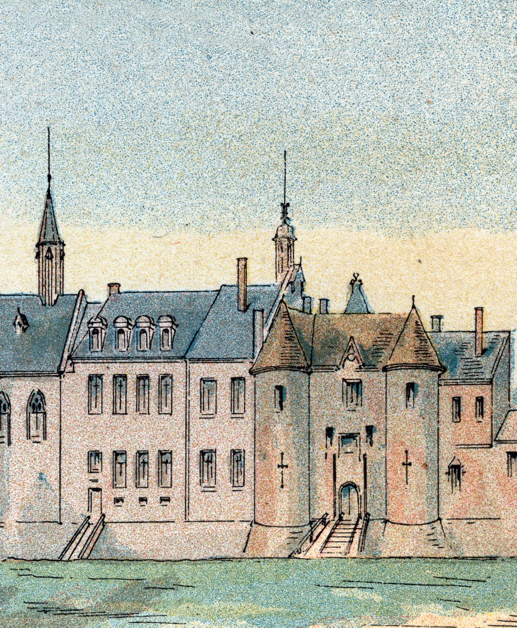 Näkymä Plessis-les-Toursin linnalle tekijältä Gustave Demoulin