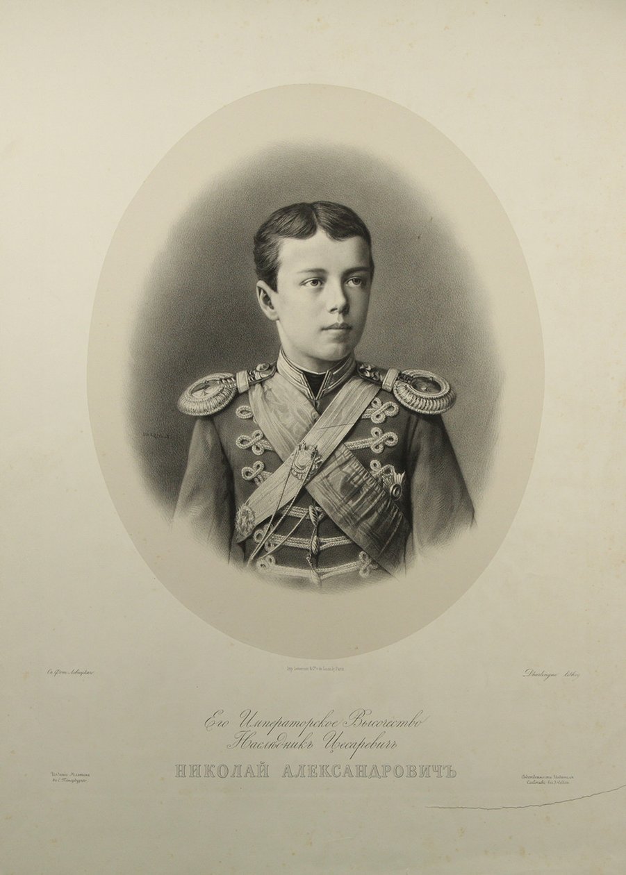 Venäjän Tsarevitšin Nikolai Aleksandrovitšin muotokuva 1868-1918 tekijältä Gustave Dharlingue