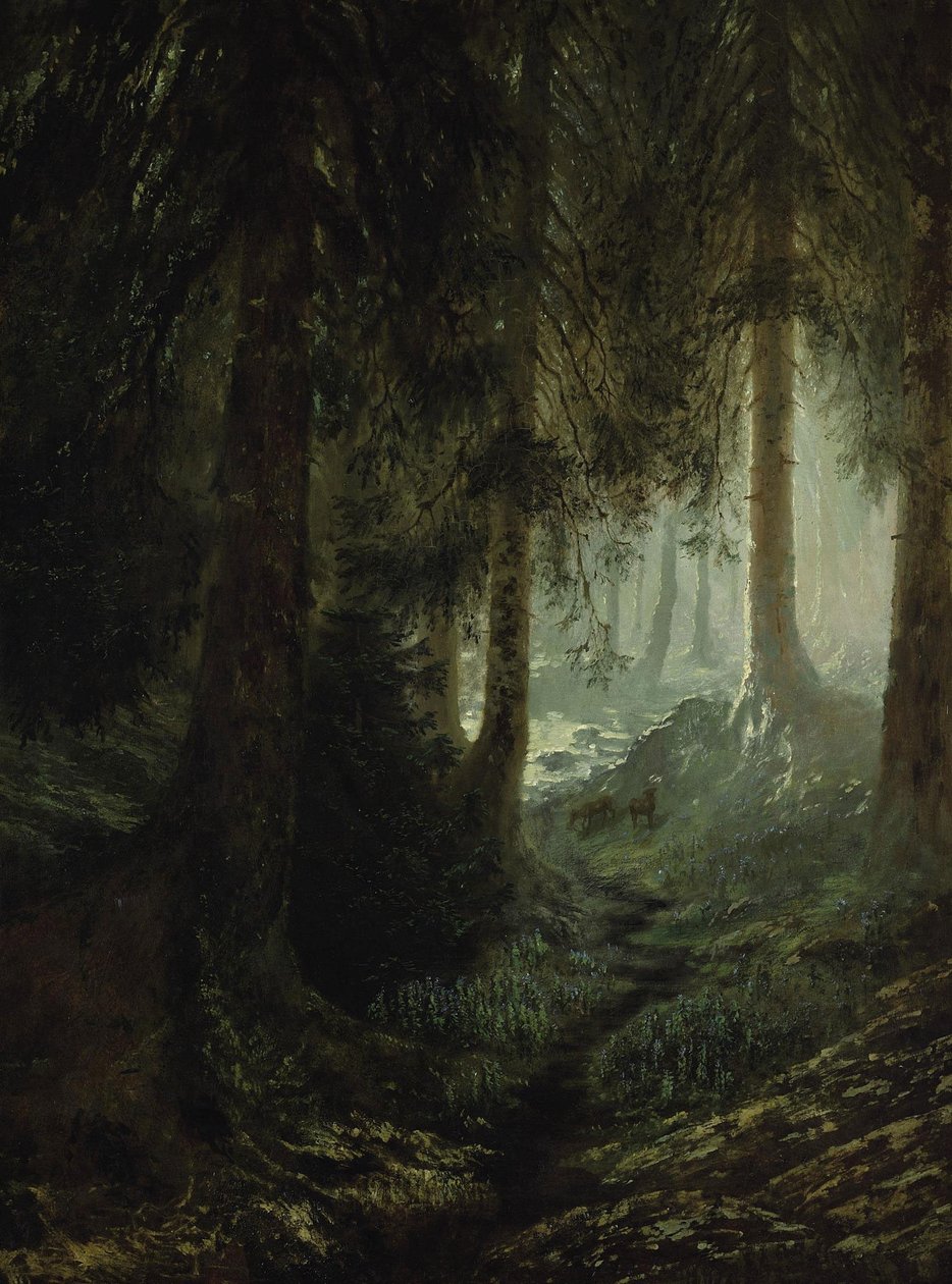 Hirvi metsämaisemassa tekijältä Gustave Dore