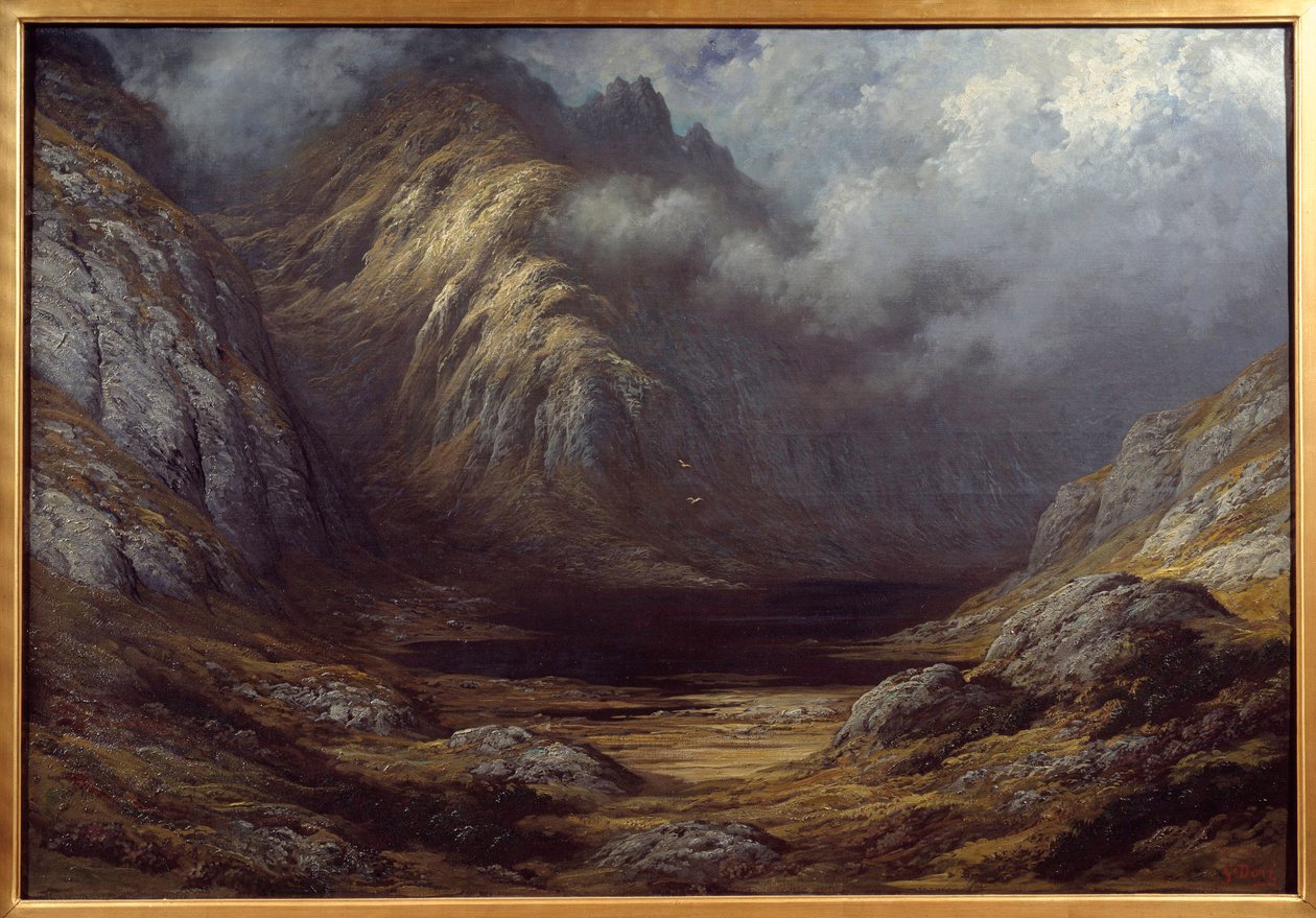 Järvi Skotlannissa myrskyn jälkeen. Gustave Doren (1832-1883) maalaus tekijältä Gustave Dore