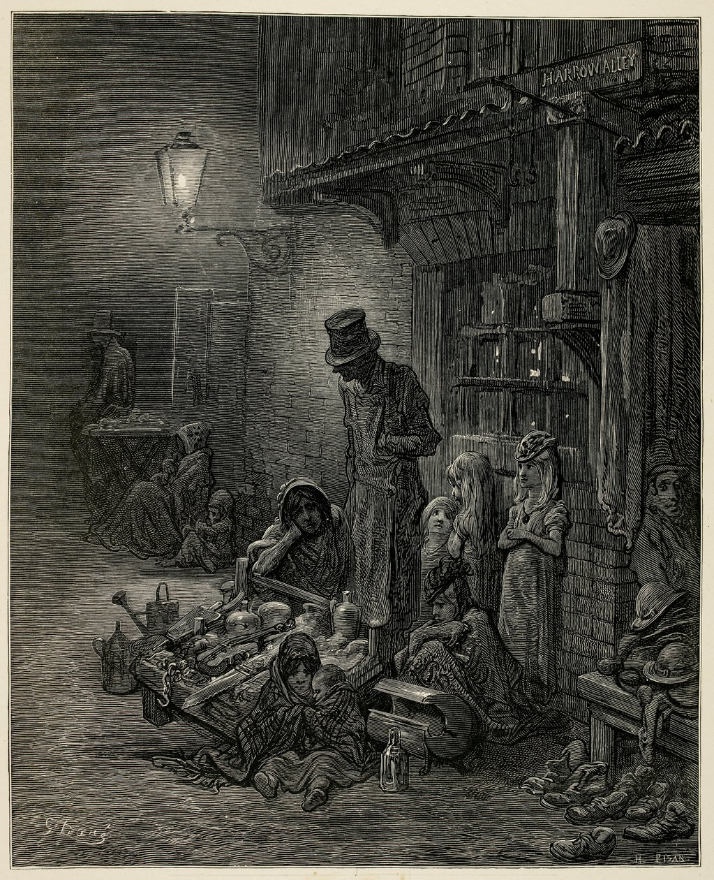 Köyhä perhe tavaroineen. tekijältä Gustave Dore