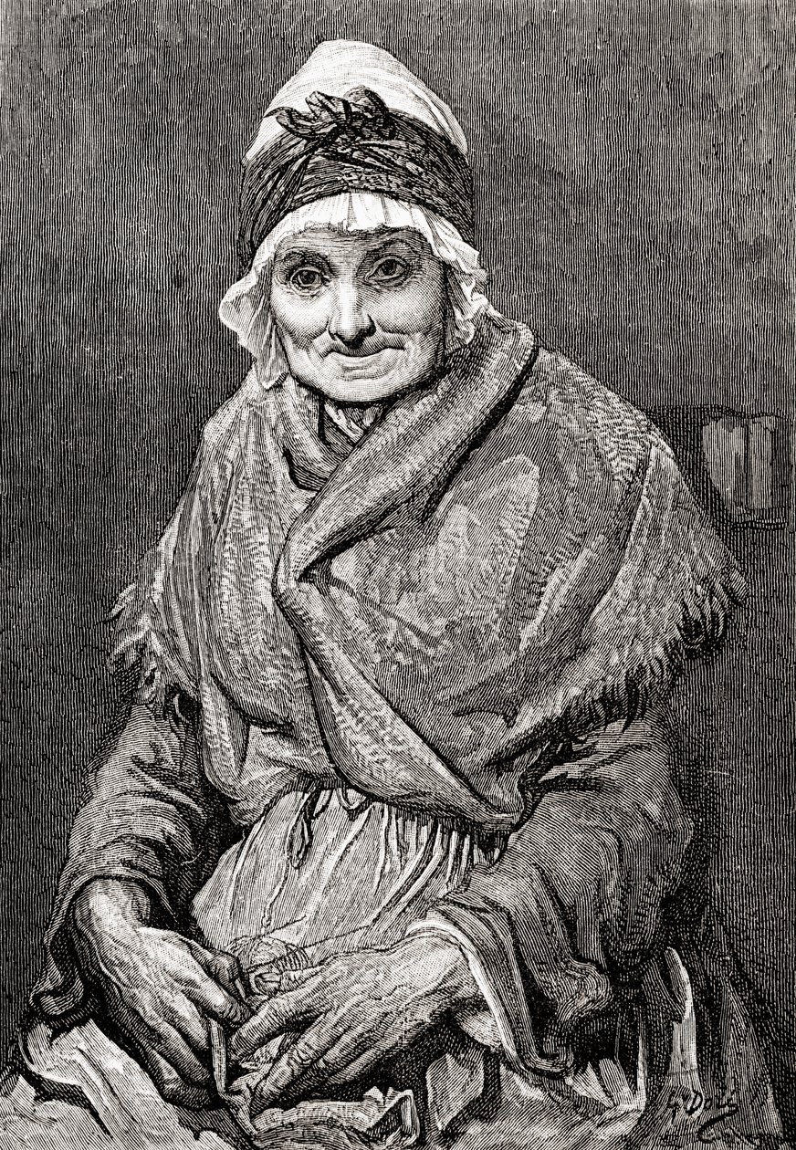 Gustave Doren vuonna 1880 tekemän piirroksen mukaan, joka kuvaa hänen hoitajaansa Francoisea. Teoksesta Life and Reminiscences of Gustave Dore, julkaistu 1885. tekijältä Gustave Dore