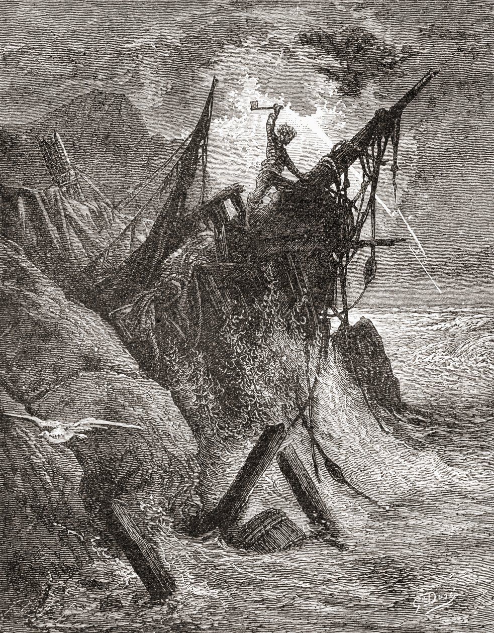 Gustave Doren alkuperäisen teoksen mukaan Victor Hugon kirjaan "Meren raatelijat". Teoksesta Life and Reminiscences of Gustave Dore, julkaistu 1885. tekijältä Gustave Dore