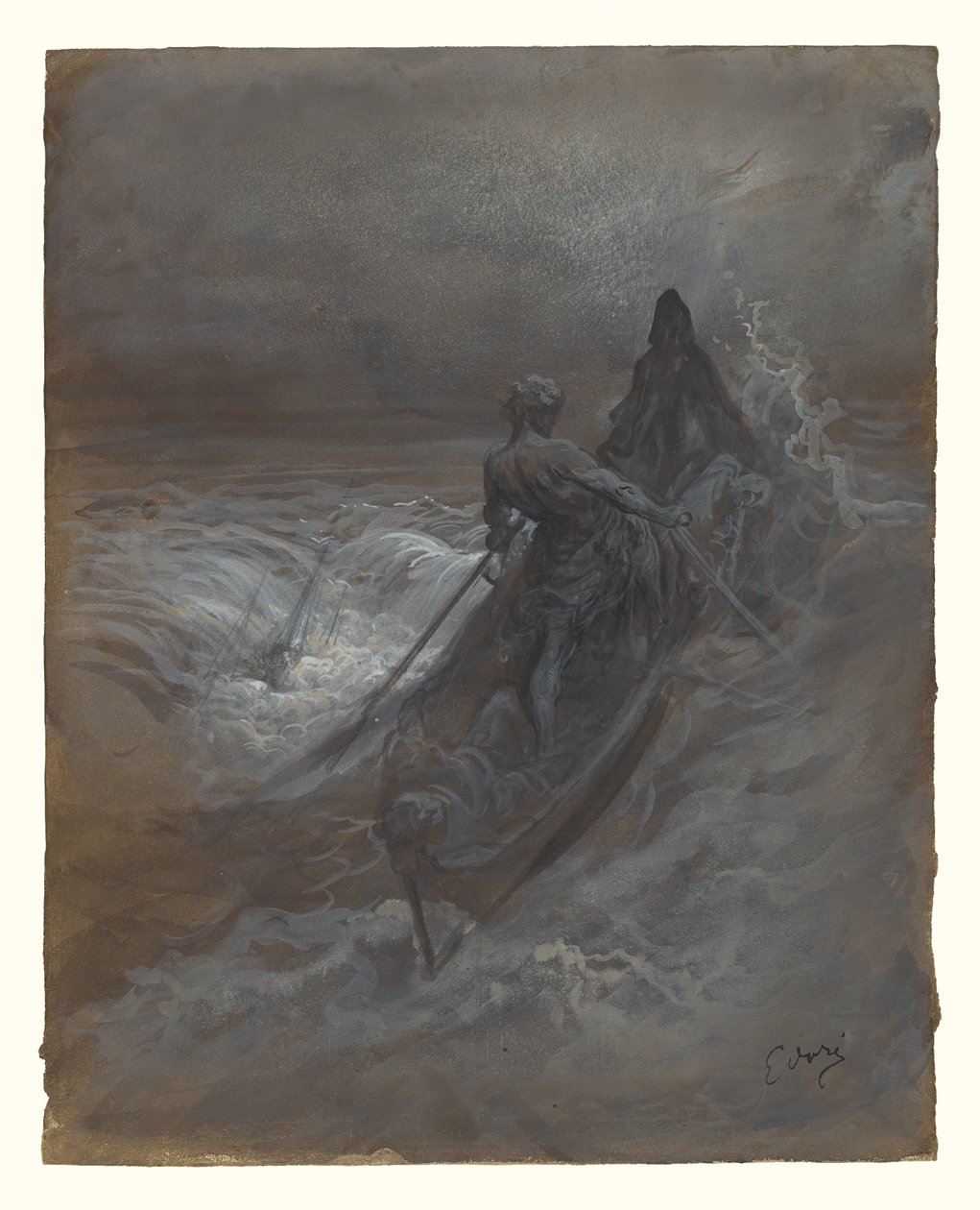 Haaksirikon jälkeen - Coleridgen The Rime of the Ancient Mariner -teoksen kuvitussuunnitelma tekijältä Gustave Dore