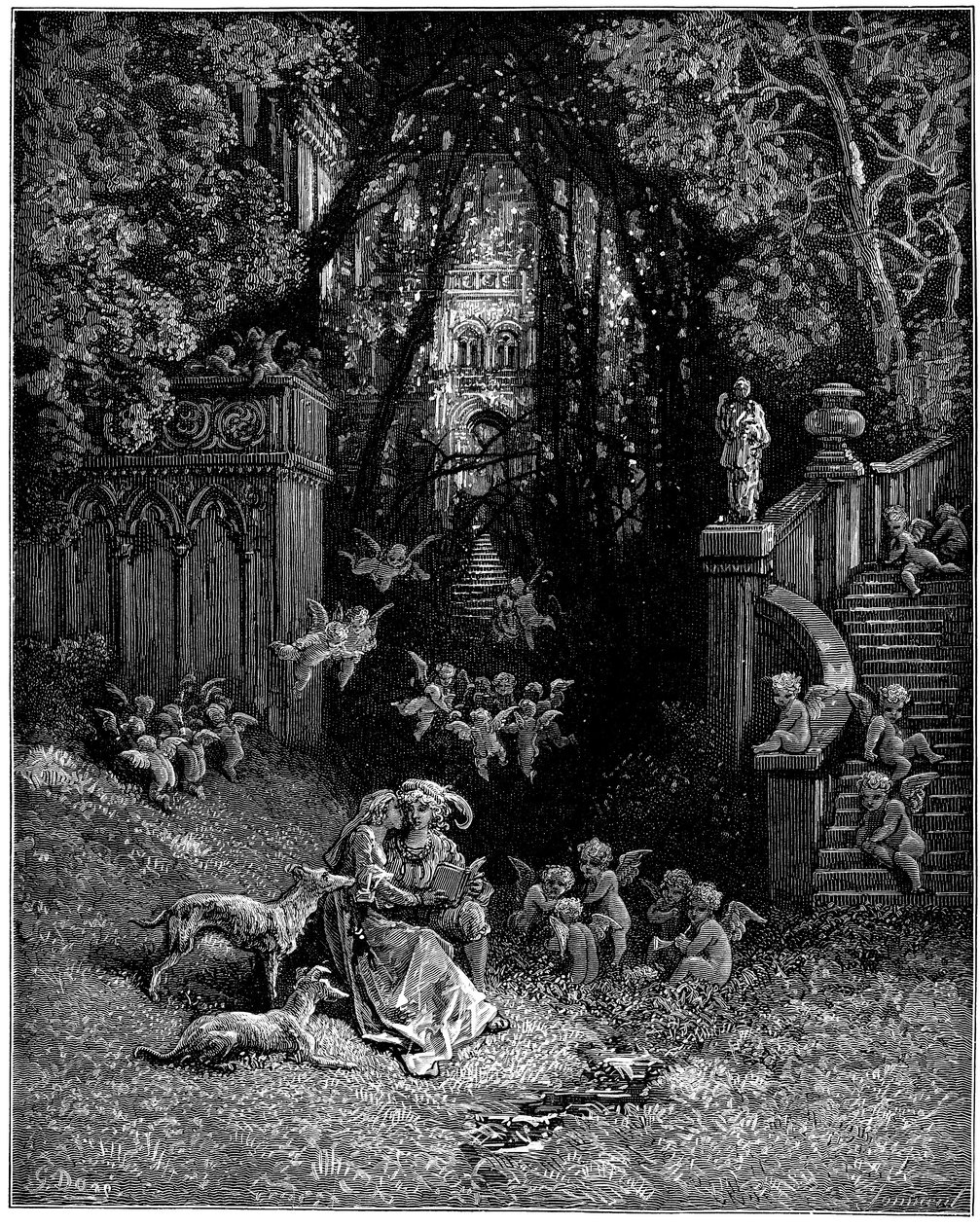 Alcina ja Ruggiero onnellisina rakastajina, tekijältä Gustave Dore